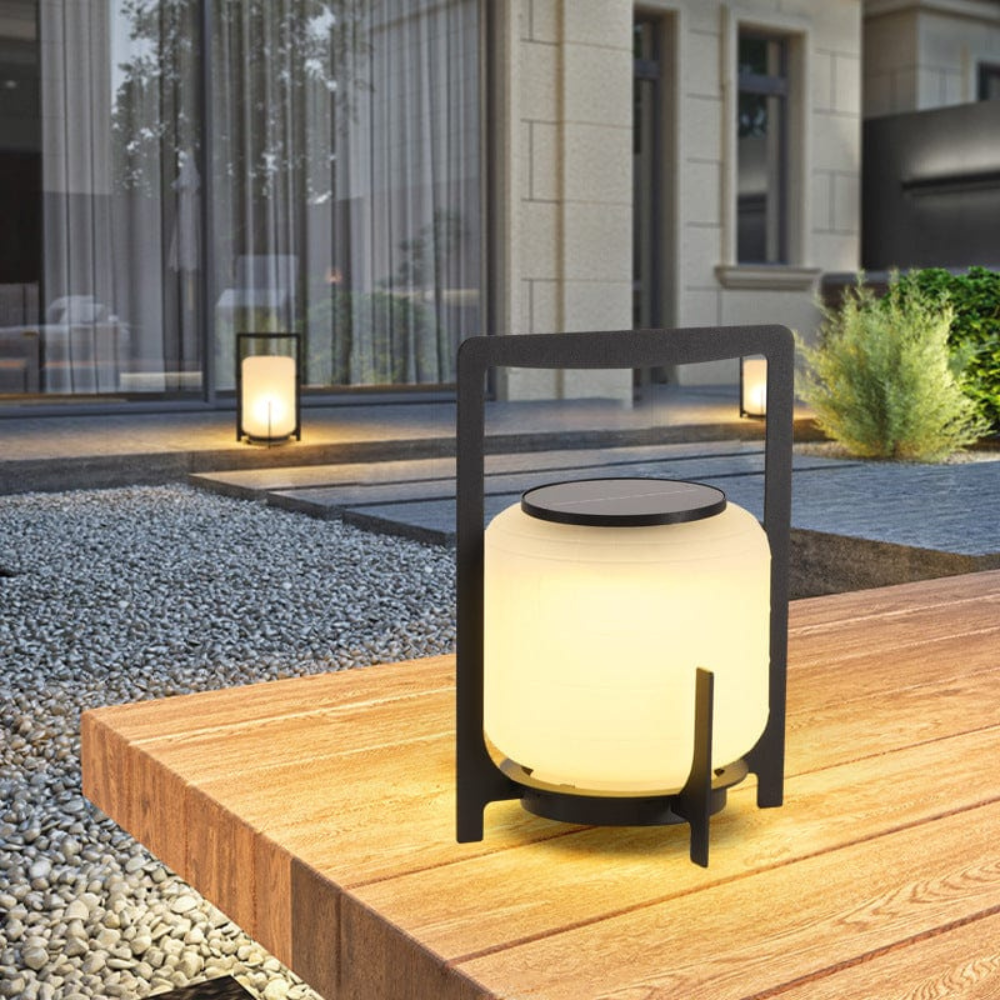 Outdoor Solar-Powered Table Lamp – Eco-Friendly Stainless Steel and Glass Design for Patios and Gardens 3