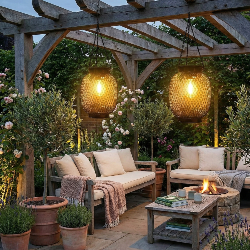 Outdoor Solar Lantern Dusk Sensor Automatic — Garden Patio Round 9