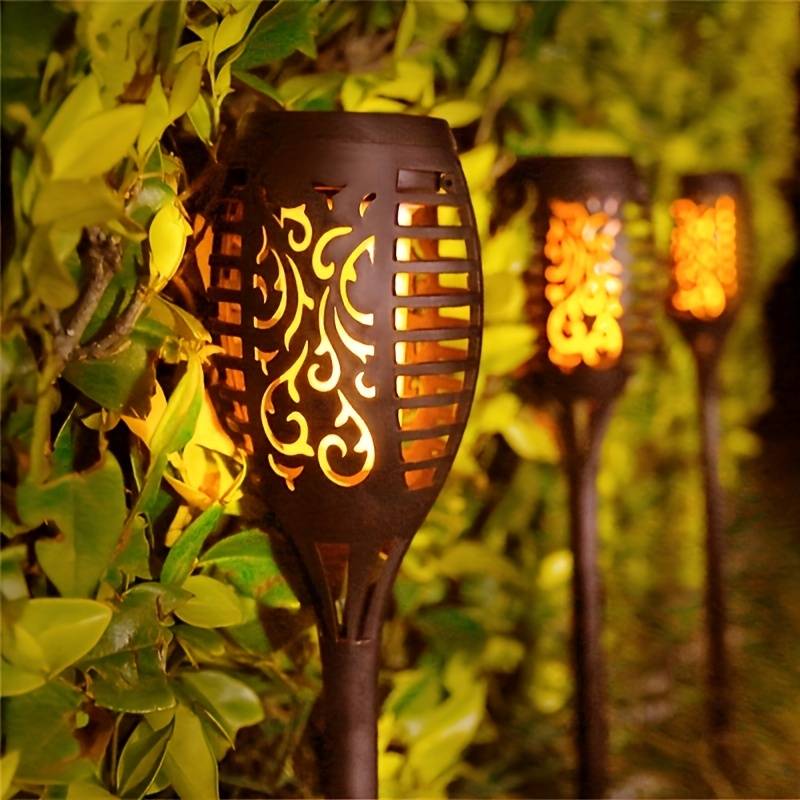 Outdoor Solar Lanterns - 2-Pack Solar Powered Lanterns with Flickering Flame Effect for Garden and Patio Decor 0