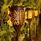 Outdoor Solar Lanterns - 2-Pack Solar Powered Lanterns with Flickering Flame Effect for Garden and Patio Decor 0