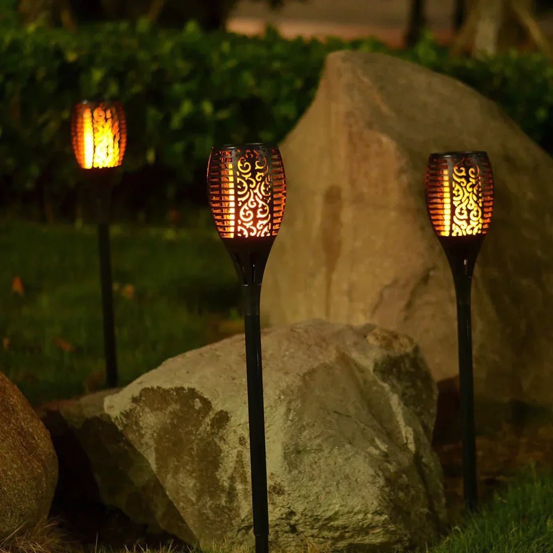 Outdoor Solar Lanterns - 2-Pack Solar Powered Lanterns with Flickering Flame Effect for Garden and Patio Decor 5