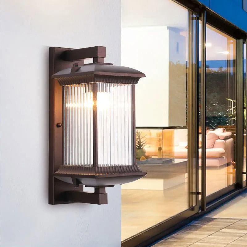 Outdoor Wall Lamp with Durable Aluminum Frame and Waterproof IP54 Rating - Brown 1