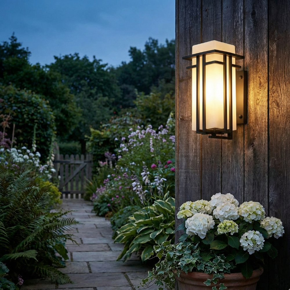Outdoor Wall Light IP65 Waterproof Retro Industrial — Iron Glass 39cm 13