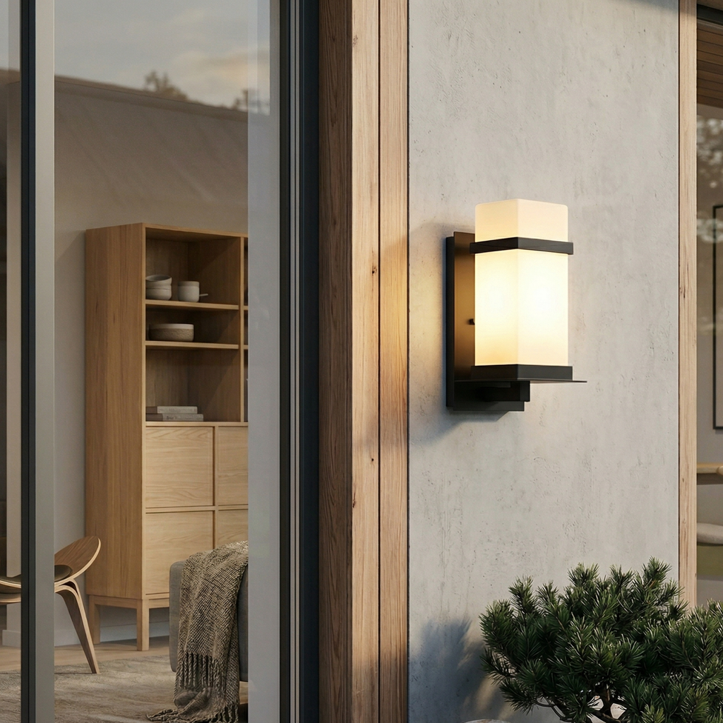 Outdoor Wall Light with Metal Frame and Glass Shade - IP65 Waterproof 99