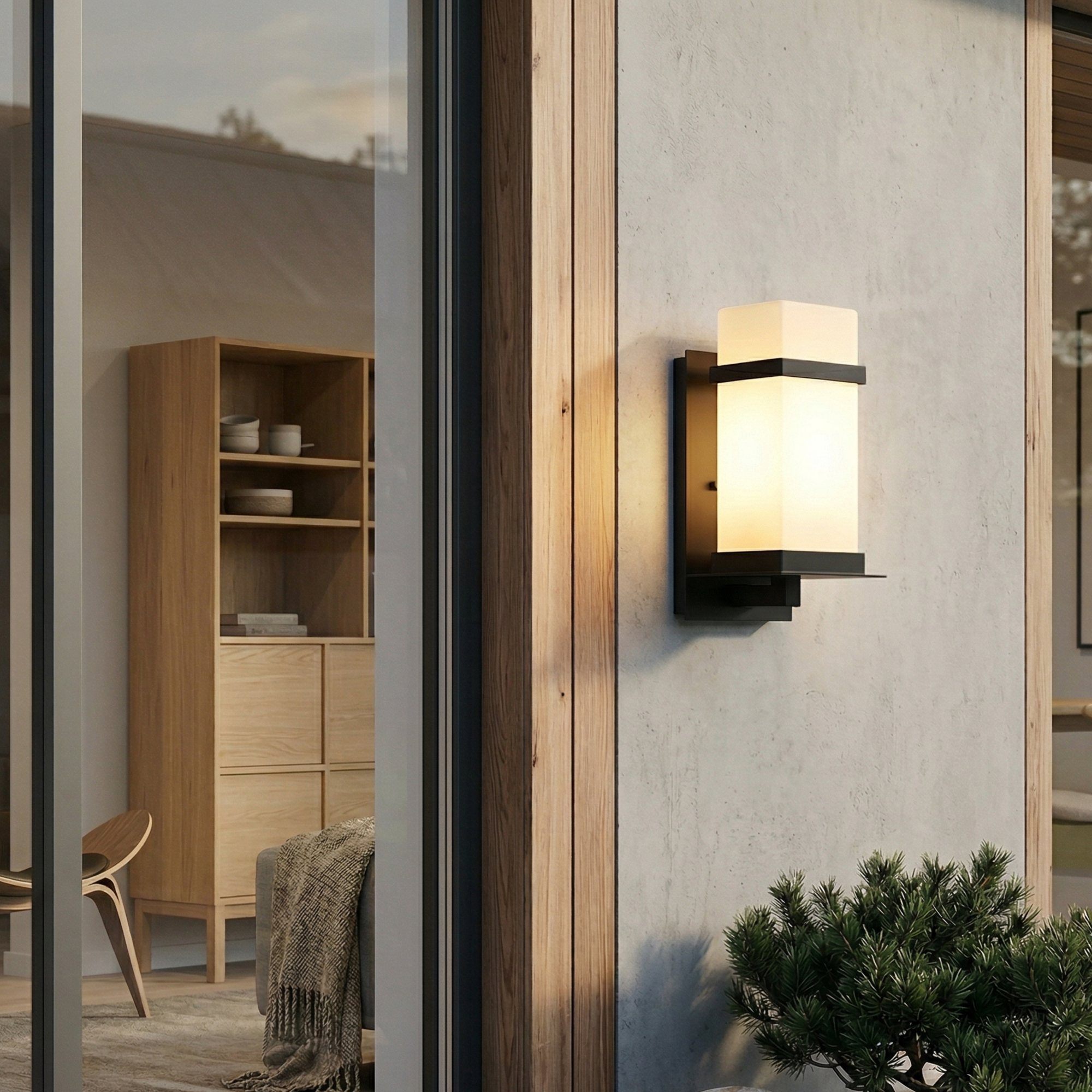 Outdoor Wall Light with Metal Frame and Glass Shade - IP65 Waterproof 99