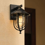 Outdoor Wall Sconce – Weather-Resistant Iron Outdoor Wall Lamp with Clear Glass Shade for Gardens and Patios 0