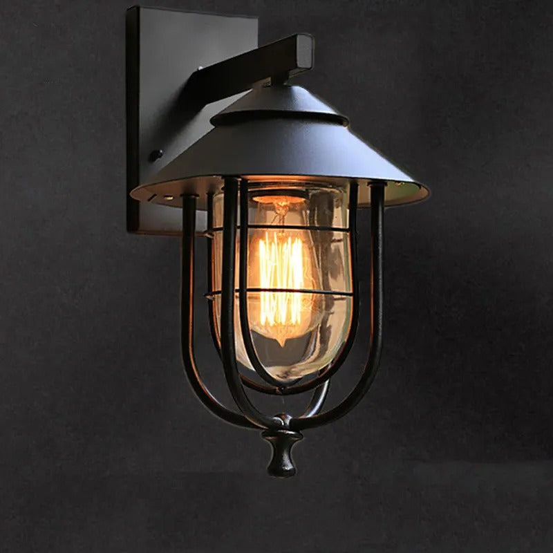 Outdoor Wall Sconce – Weather-Resistant Iron Outdoor Wall Lamp with Clear Glass Shade for Gardens and Patios 1