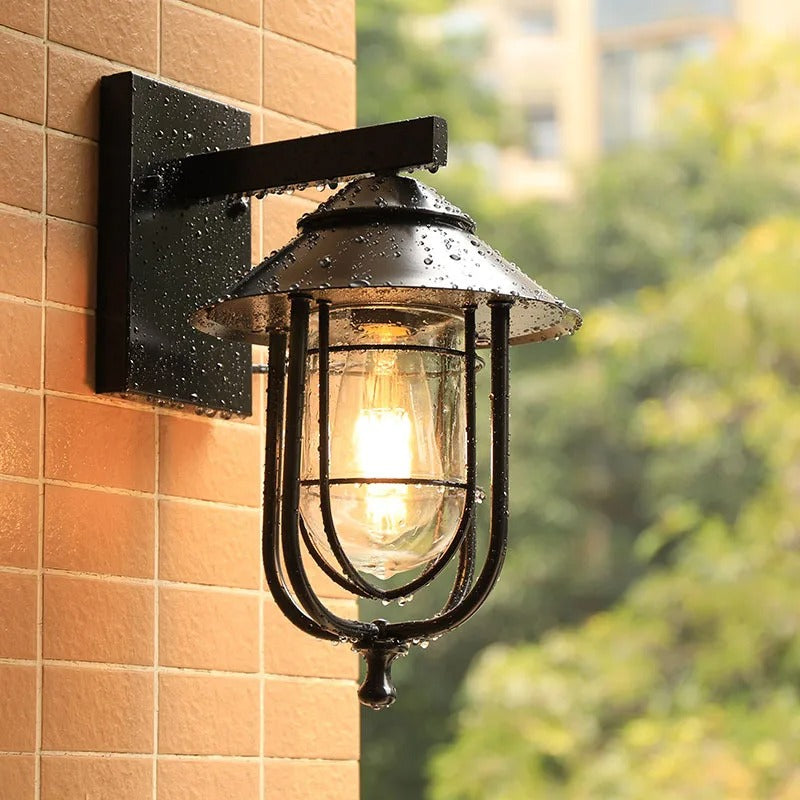Outdoor Wall Sconce – Weather-Resistant Iron Outdoor Wall Lamp with Clear Glass Shade for Gardens and Patios 2