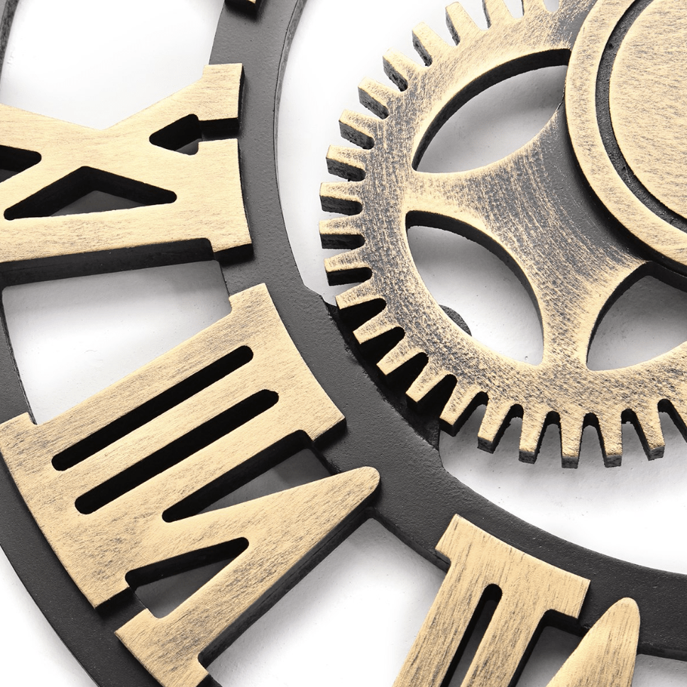 Oversized Rustic Wall Clock with Gear Design – Large 80cm Wall Clock Decor 1