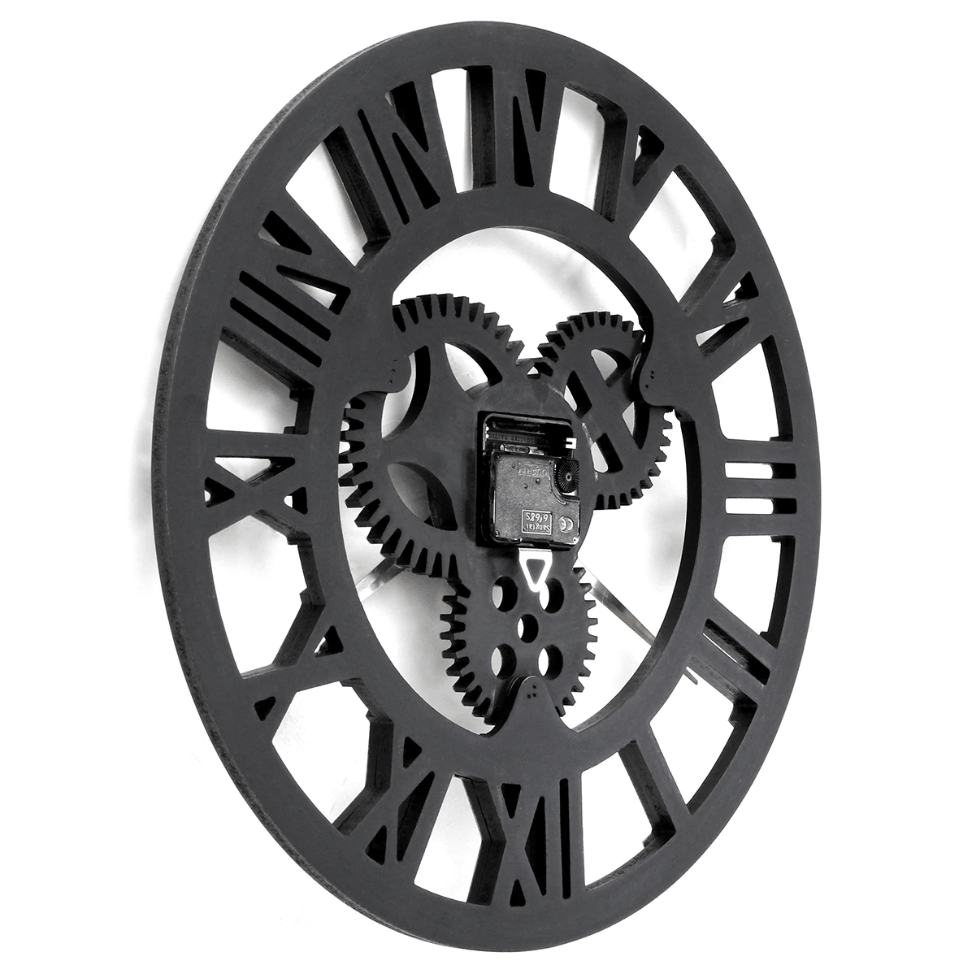Oversized Rustic Wall Clock with Gear Design – Large 80cm Wall Clock Decor 2