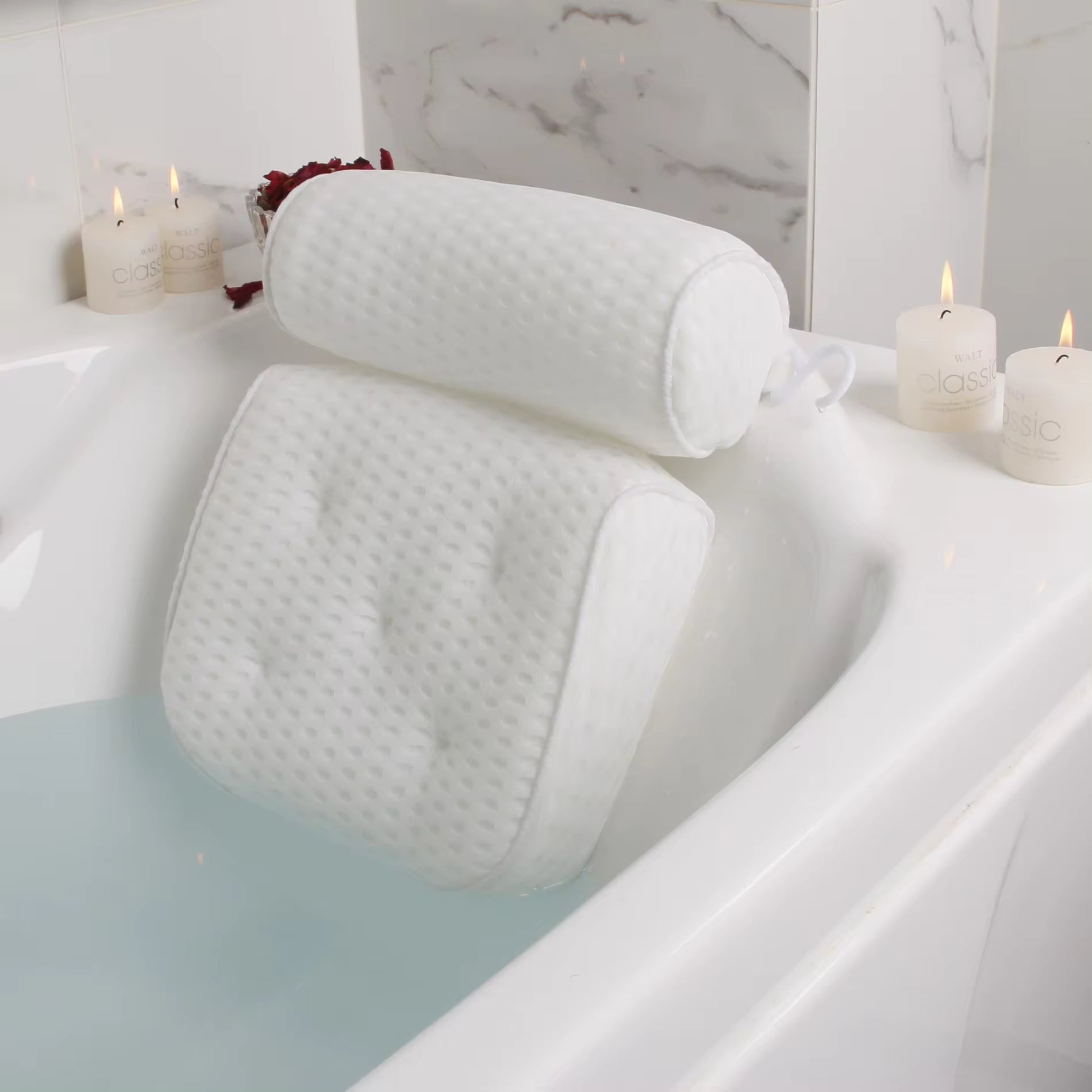 Plush Bath Pillow with Non-Slip Suction Cups 1