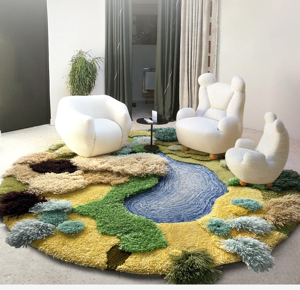 Plush Green Rug – Handcrafted Soft Carpet with Anti-Slip Backing and Waterproof Features – Various Sizes Available 2