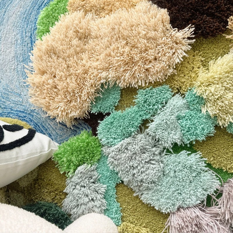 Plush Green Rug – Handcrafted Soft Carpet with Anti-Slip Backing and Waterproof Features – Various Sizes Available 3