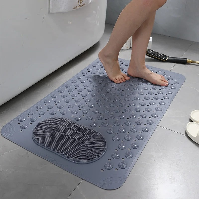 Plush Non-Slip Bath Mat with Foot Scrubber Microfiber 0