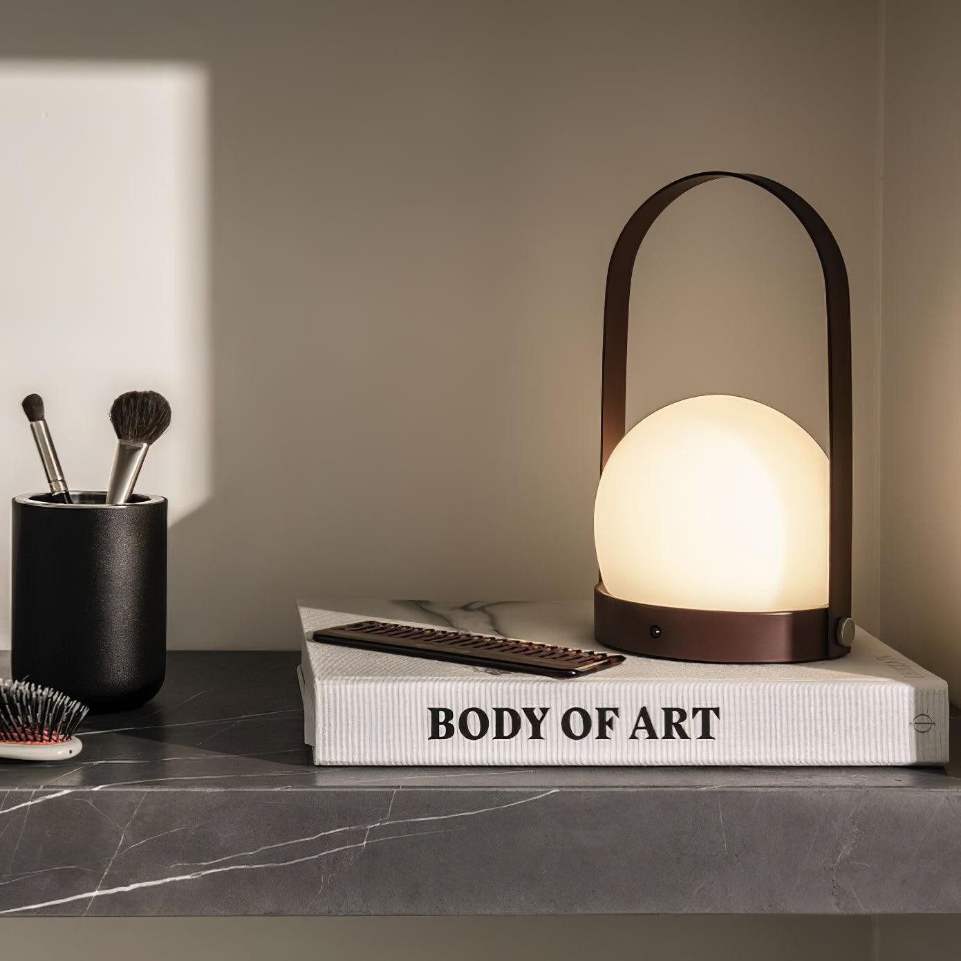 Portable Battery Operated Table Lamp with Touch Control – Stylish Cordless Bedside Lamp in Metal and Glass Design 6