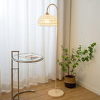 Rattan Arc Floor Lamp with Beige Finish for Modern Indoor Lighting 2