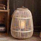 Rattan Lantern with Flameless Candle for Indoor and Outdoor Use – Rustic Charm Decor 0