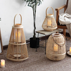 Rattan Lantern with Flameless Candle for Indoor and Outdoor Use – Rustic Charm Decor 1