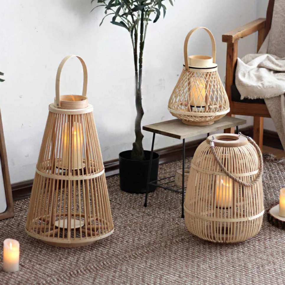 Rattan Lantern with Flameless Candle for Indoor and Outdoor Use – Rustic Charm Decor 1