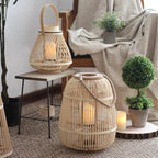 Rattan Lantern with Flameless Candle for Indoor and Outdoor Use – Rustic Charm Decor 3