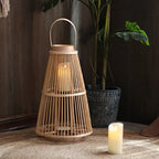 Rattan Lantern with Flameless Candle for Indoor and Outdoor Use – Rustic Charm Decor 4