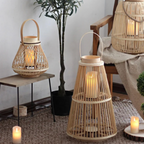 Rattan Lantern with Flameless Candle for Indoor and Outdoor Use – Rustic Charm Decor 8