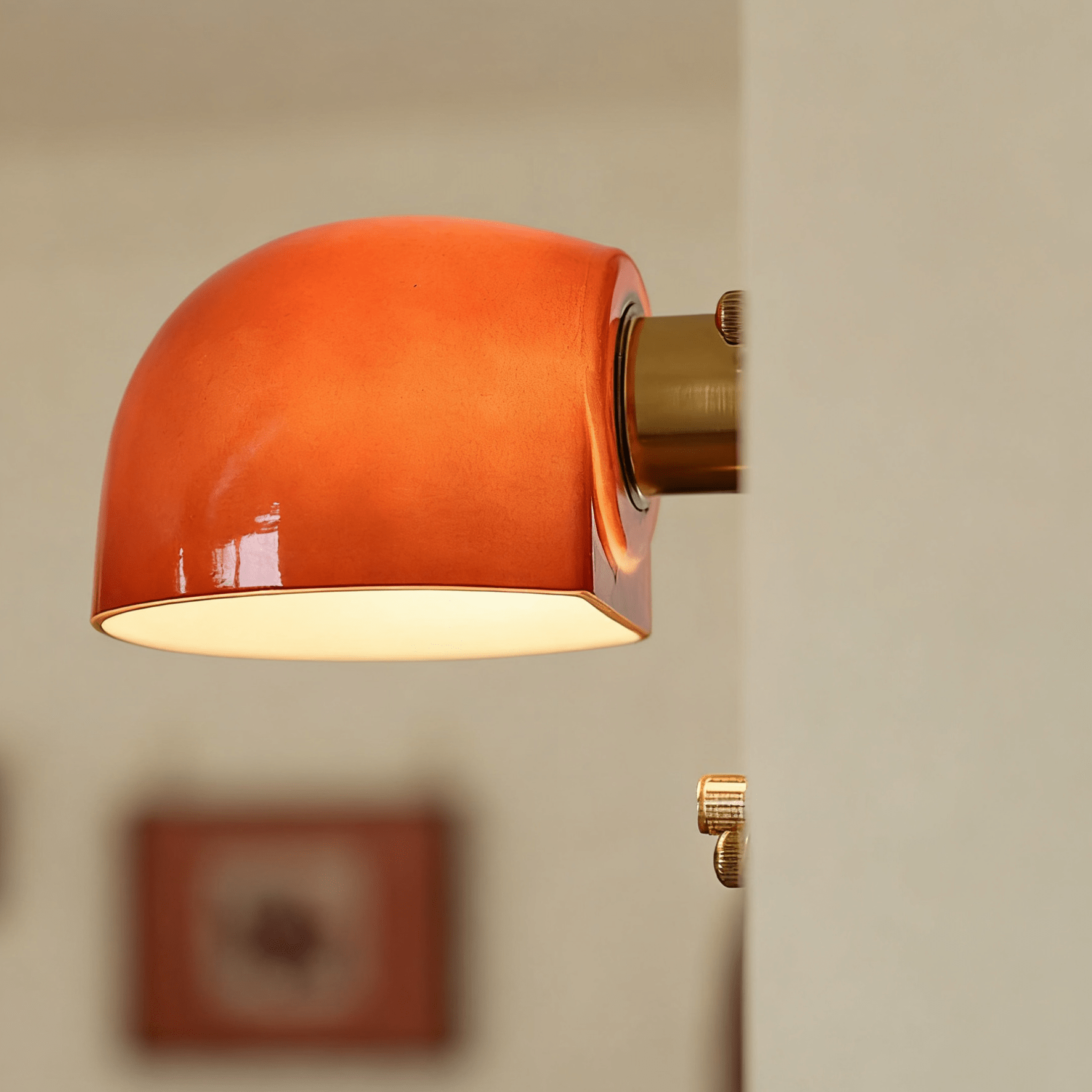 Red Glass Dome Wall Sconce Gold Metal Bauhaus Vintage Bedroom Living Room Home Decor - Stack & Clear 7