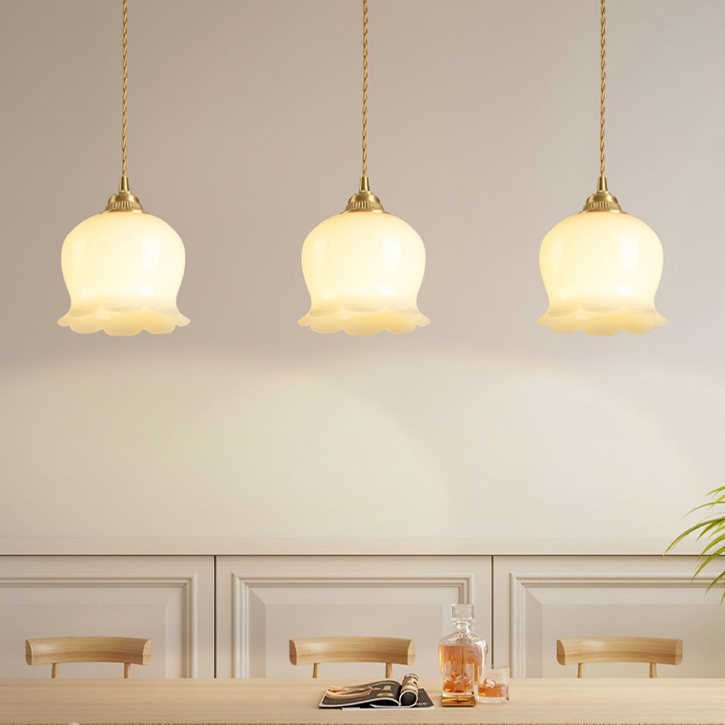 Resin Flower Pendant Light Brass Accent Compact Bedside Entry Light Home Decor Stack Clear 2