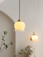 Resin Flower Pendant Light Brass Accent Compact Bedside Entry Light Home Decor Stack Clear 6