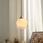 Resin Flower Pendant Light Brass Accent Compact Bedside Entry Light Home Decor Stack Clear 8