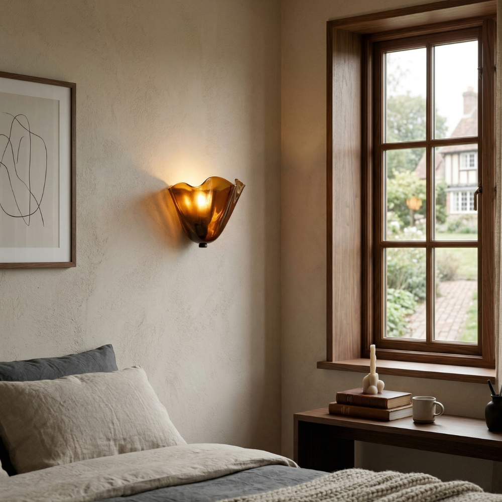 Retro Colored Glass Wall Light with Shell Design – 28cm 98