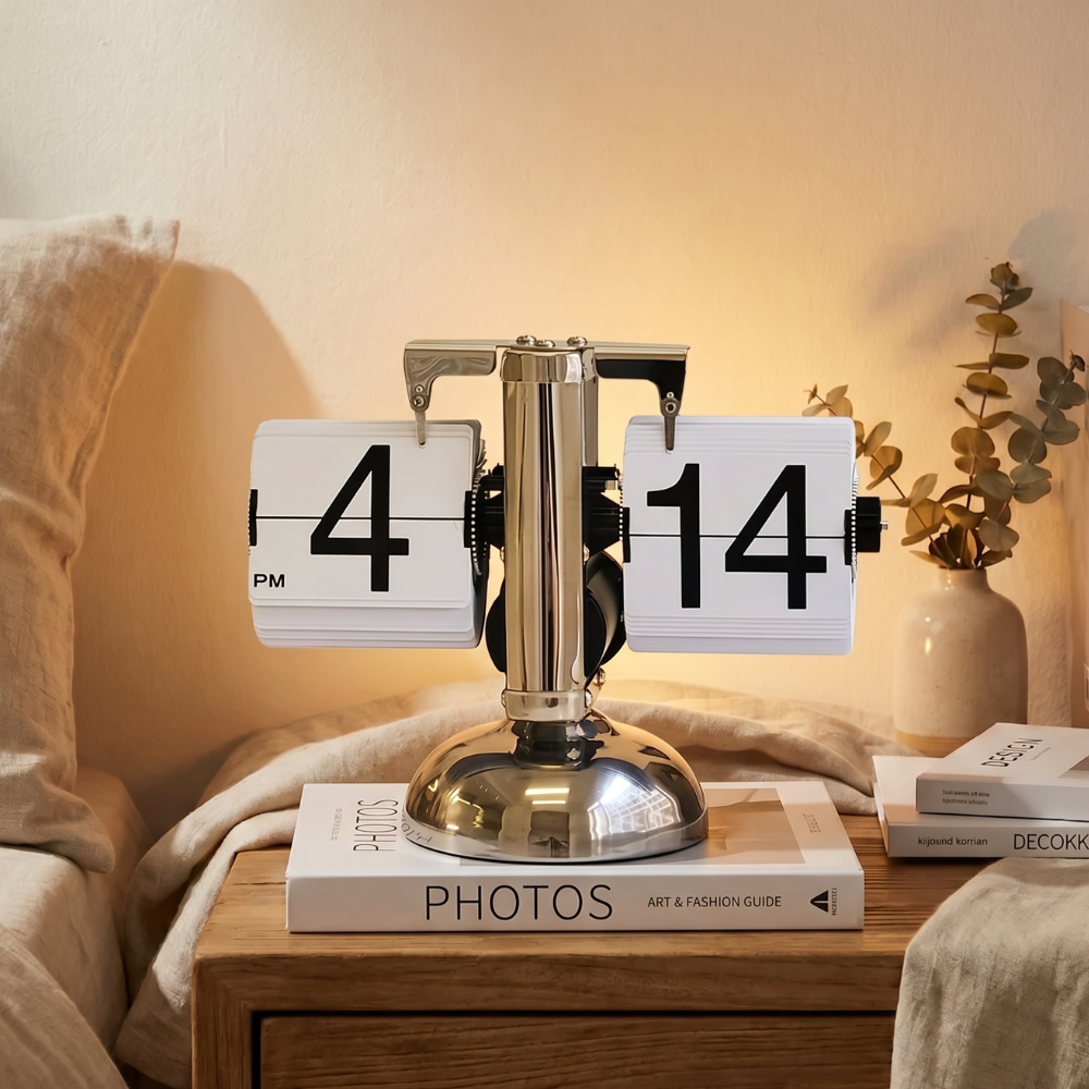 Retro Flip Clock Stainless Steel Modern Design 97