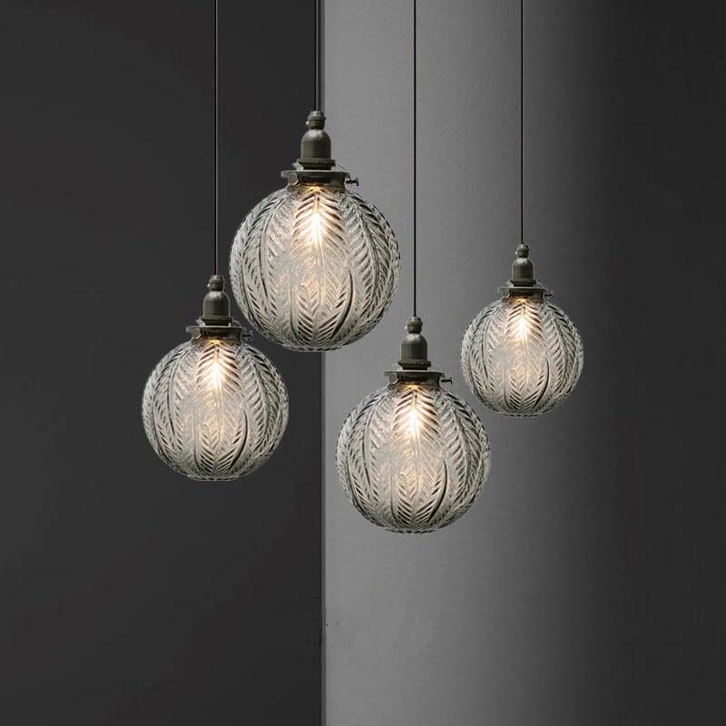 Retro Glass Globe Pendant Light – Adjustable Kitchen Pendant Lighting in Clear and Smoke Gray Finish 1