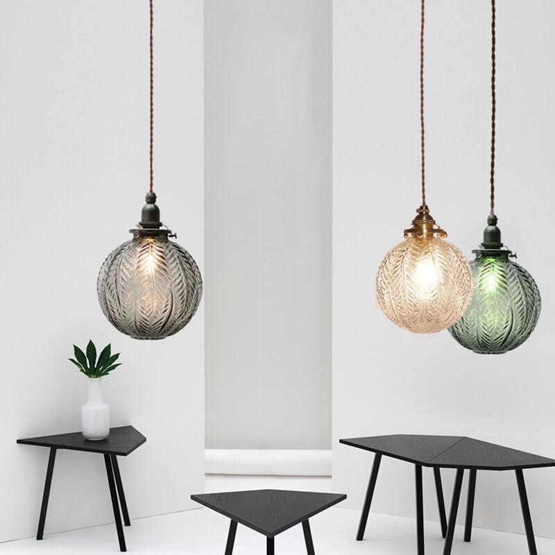 Retro Glass Globe Pendant Light – Adjustable Kitchen Pendant Lighting in Clear and Smoke Gray Finish 2