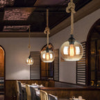 Retro Glass Globe Pendant Light with Hemp Rope – Modern Kitchen Pendant Lighting and Hanging Fixture for Hallway and Living Room 1