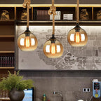 Retro Glass Globe Pendant Light with Hemp Rope – Modern Kitchen Pendant Lighting and Hanging Fixture for Hallway and Living Room 3