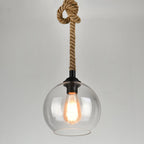 Retro Glass Globe Pendant Light with Hemp Rope – Modern Kitchen Pendant Lighting and Hanging Fixture for Hallway and Living Room 5