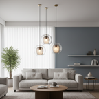 Retro Glass Pendant Light – Vintage Style Kitchen Ceiling Light Fixture with Adjustable Height 12
