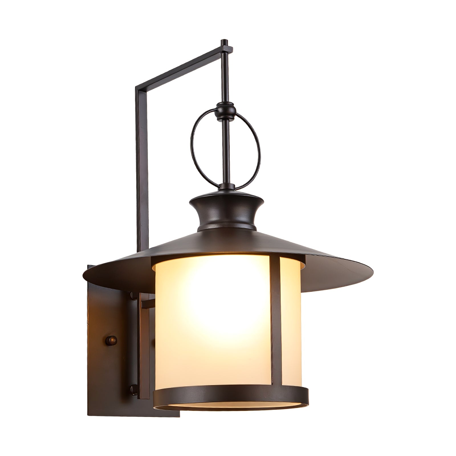 Retro Outdoor Wall Lantern IP65 Waterproof – Elegant Black Finish with White Glass Shade for Entryways and Porches 0