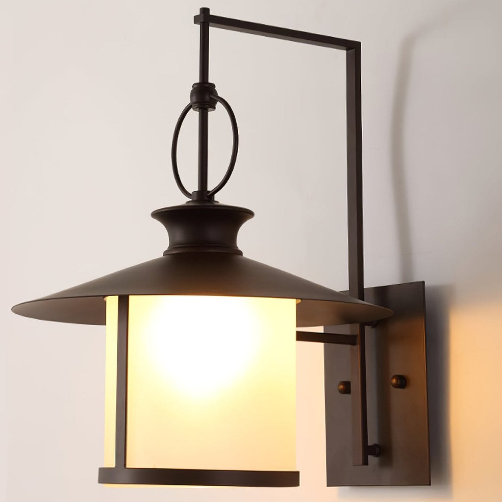 Retro Outdoor Wall Lantern IP65 Waterproof – Elegant Black Finish with White Glass Shade for Entryways and Porches 3