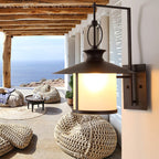 Retro Outdoor Wall Lantern IP65 Waterproof – Elegant Black Finish with White Glass Shade for Entryways and Porches 5