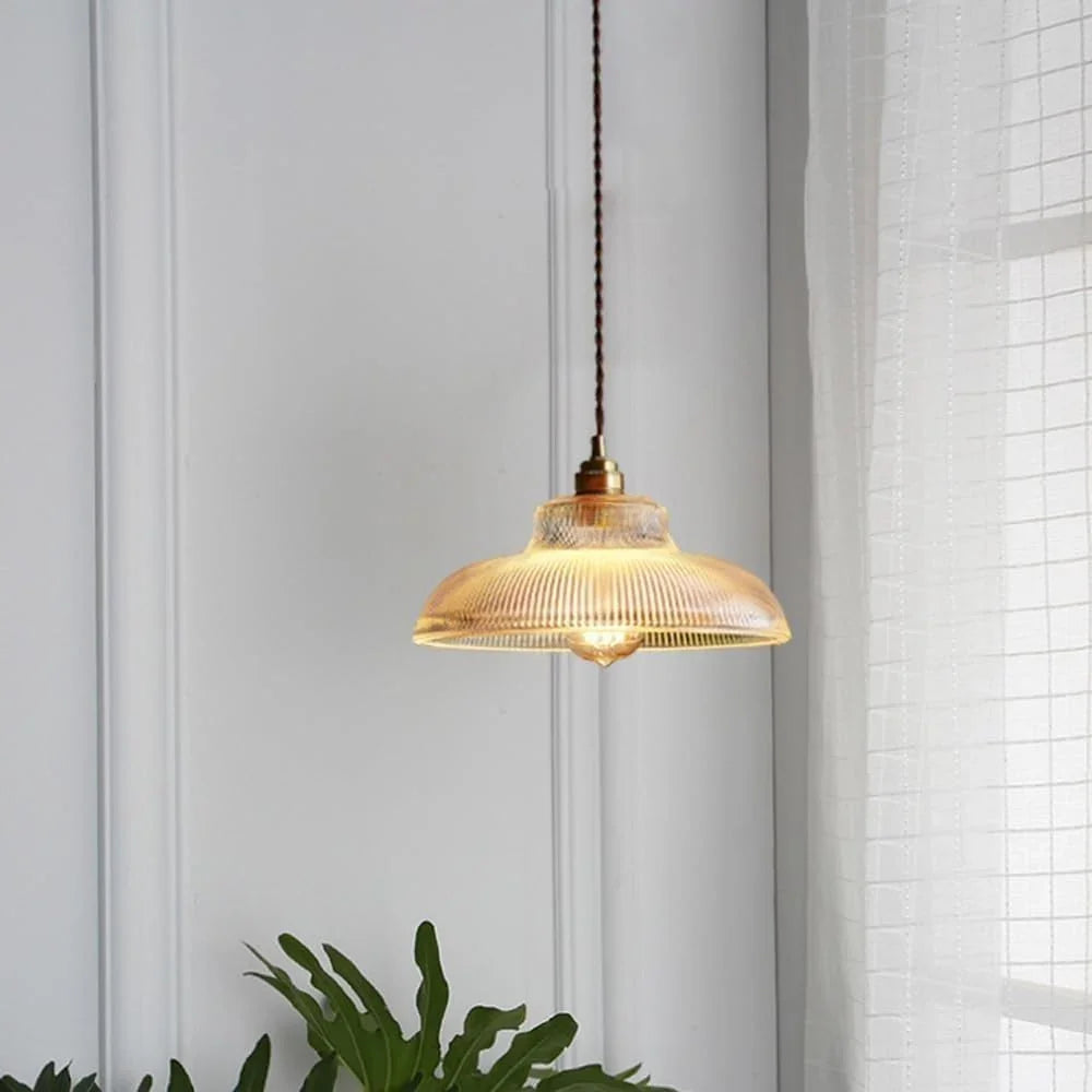 Retro Pendant Light Glass Shade Adjustable Height 5