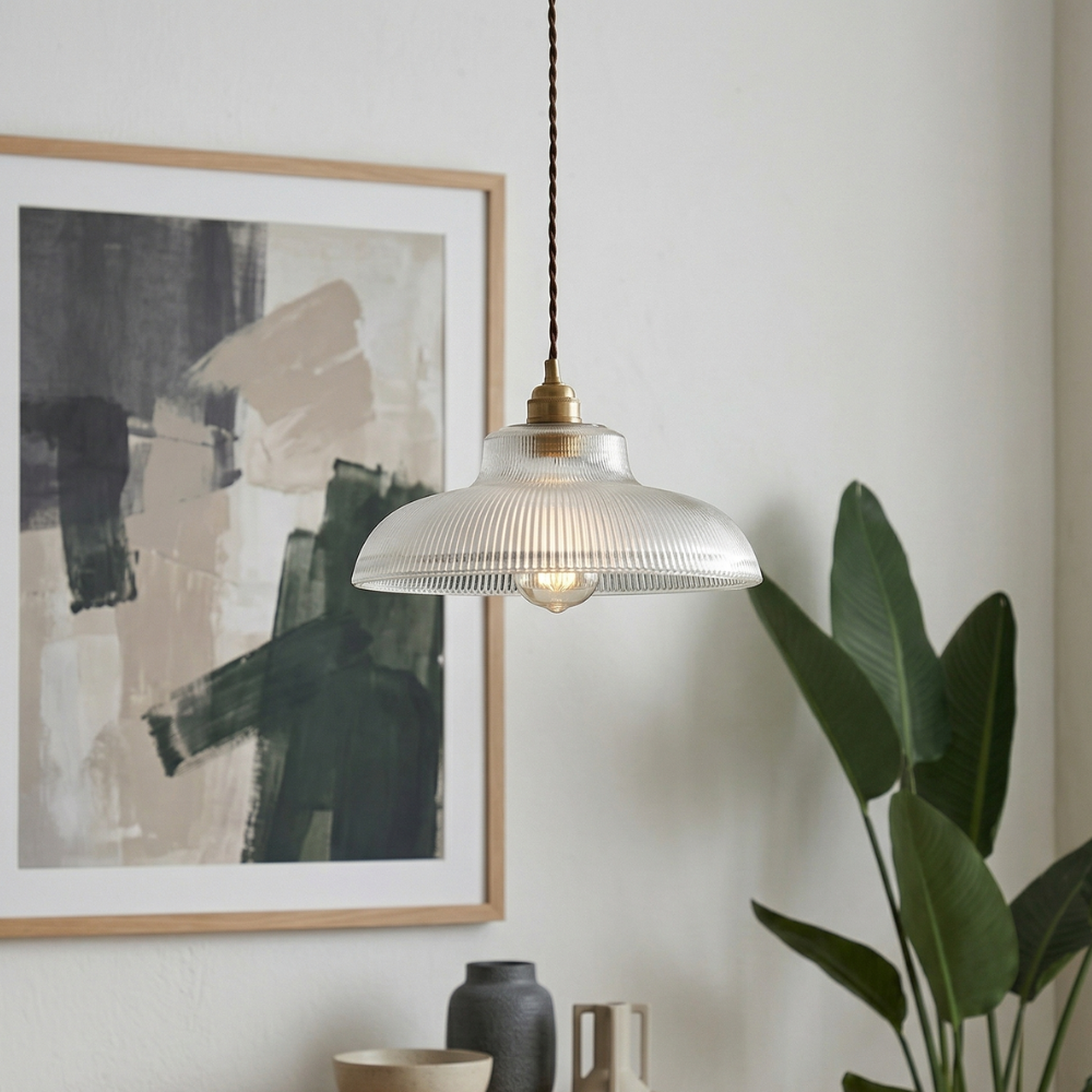 Retro Pendant Light Glass Shade Adjustable Height 99