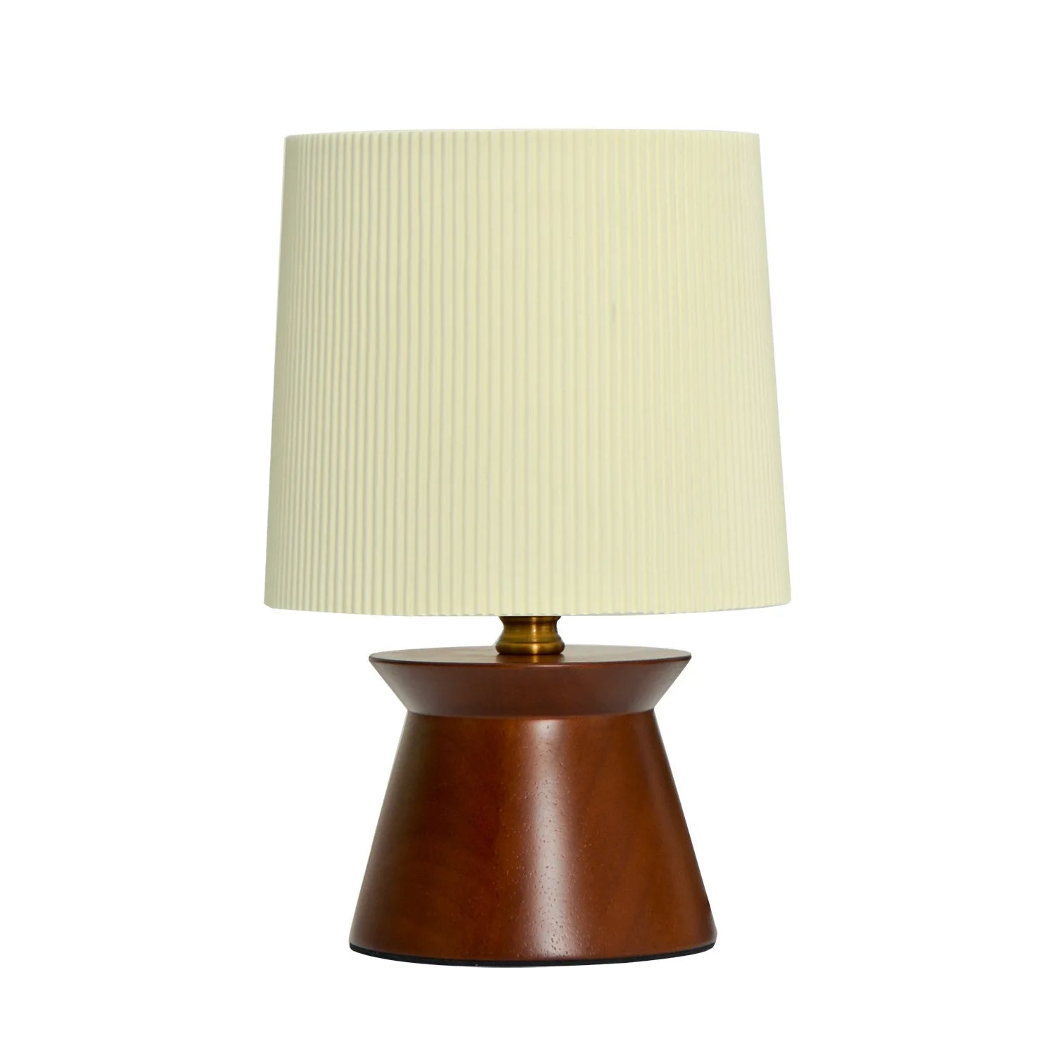 Retro Table Lamp with Solid Wood Base and Striped Lampshade – Elegant Vintage Bedside or Desk Lighting 0