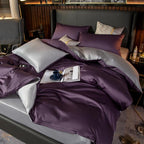 Reversible Duvet Cover Set in Violet – 600 Thread Count Egyptian Cotton, Includes Pillowcases 1