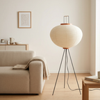 Rice Paper Floor Lamp Tripod Japandi Lantern Shade Living Room Home Decor - Stack & Clear 99