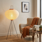 Rice Paper Floor Lamp Tripod Japandi Lantern Shade Living Room Home Decor - Stack & Clear 997