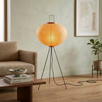 Rice Paper Floor Lamp Tripod Japandi Lantern Shade Living Room Home Decor - Stack & Clear 998