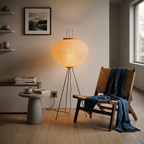 Rice Paper Floor Lamp Tripod Japandi Lantern Shade Living Room Home Decor - Stack & Clear 999