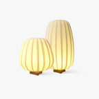 Rice Paper Table Lamp Wood Base Japandi Lantern Shade Bedside Living Room Home Decor - Stack & Clear 1
